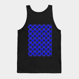 Diagonal Blue and Black Flannel-Plaid Pattern Tank Top